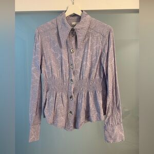 Ganni Lavender Button-Up Blouse